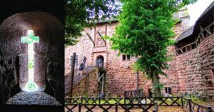 Patio del Castillo de Haut-Koenigsbourg. Alsacia, Francia.