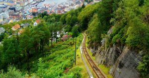 Pendiente del Funicular del Monte Floyen. Bergen, Noruega.