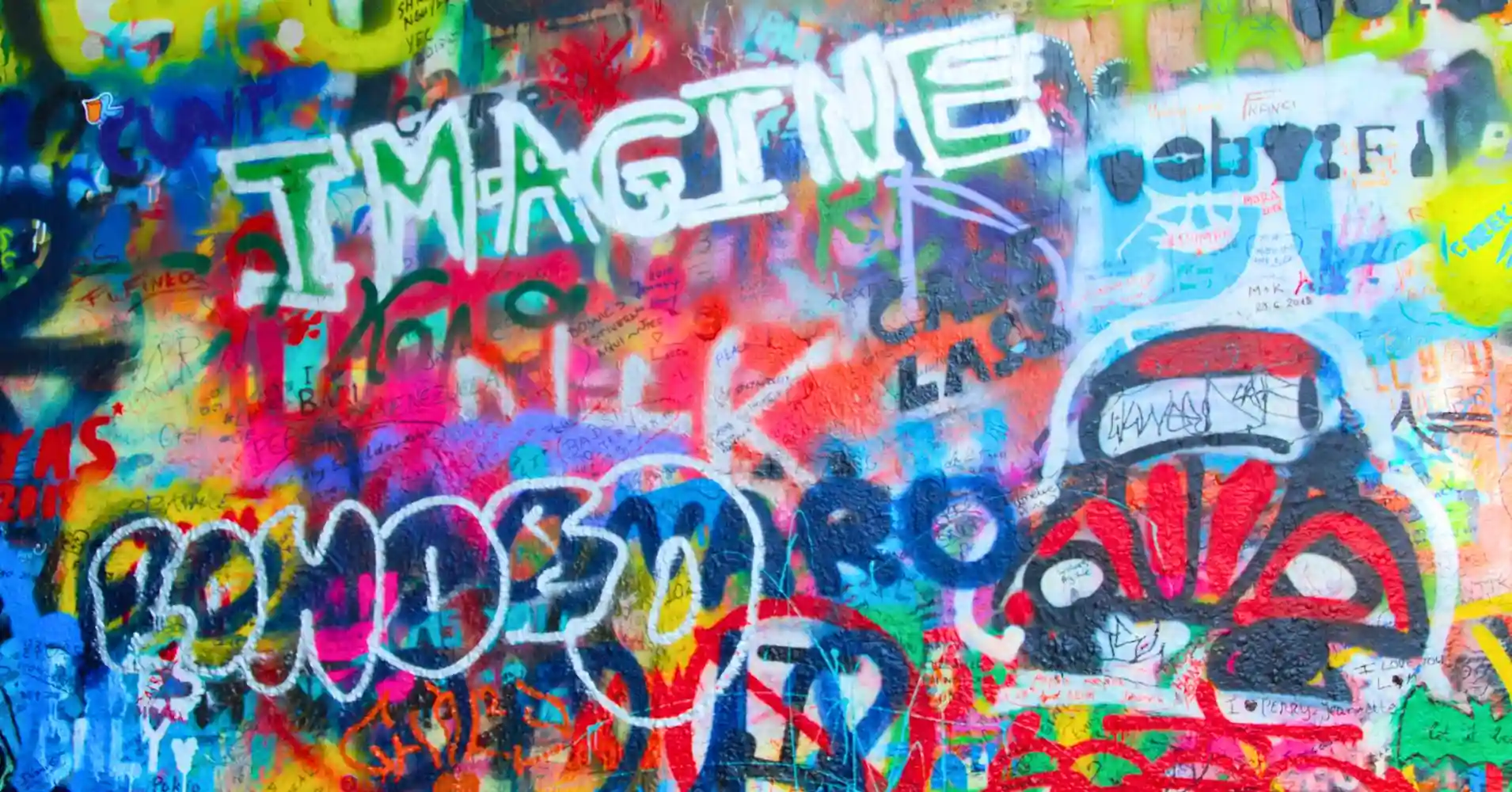 Pintada de Imagine en el Muro de John Lennon. Praga. Pintada de Imagine en el Muro de John Lennon. Praga.
