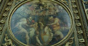 Pintura de Vasari, Palacio Vecchio. Florencia, Toscana. Italia.