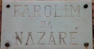Placa del Faro de Nazaré. Portugal.