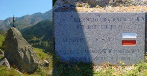 Placa en el Refugio de Viadós o Biadós. Parque Natural Poset Maladeta. Guistain, Valle de Chistau. Huesca, Aragón.