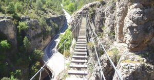 Puente Tibetano de la Ferrata Estrecho de Priego. Cuenca, Castilla la Mancha.
