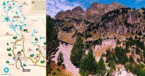 Refugio de Colomers y Mapa de Ruta. Salardú, Valle de Arán. Lérida.