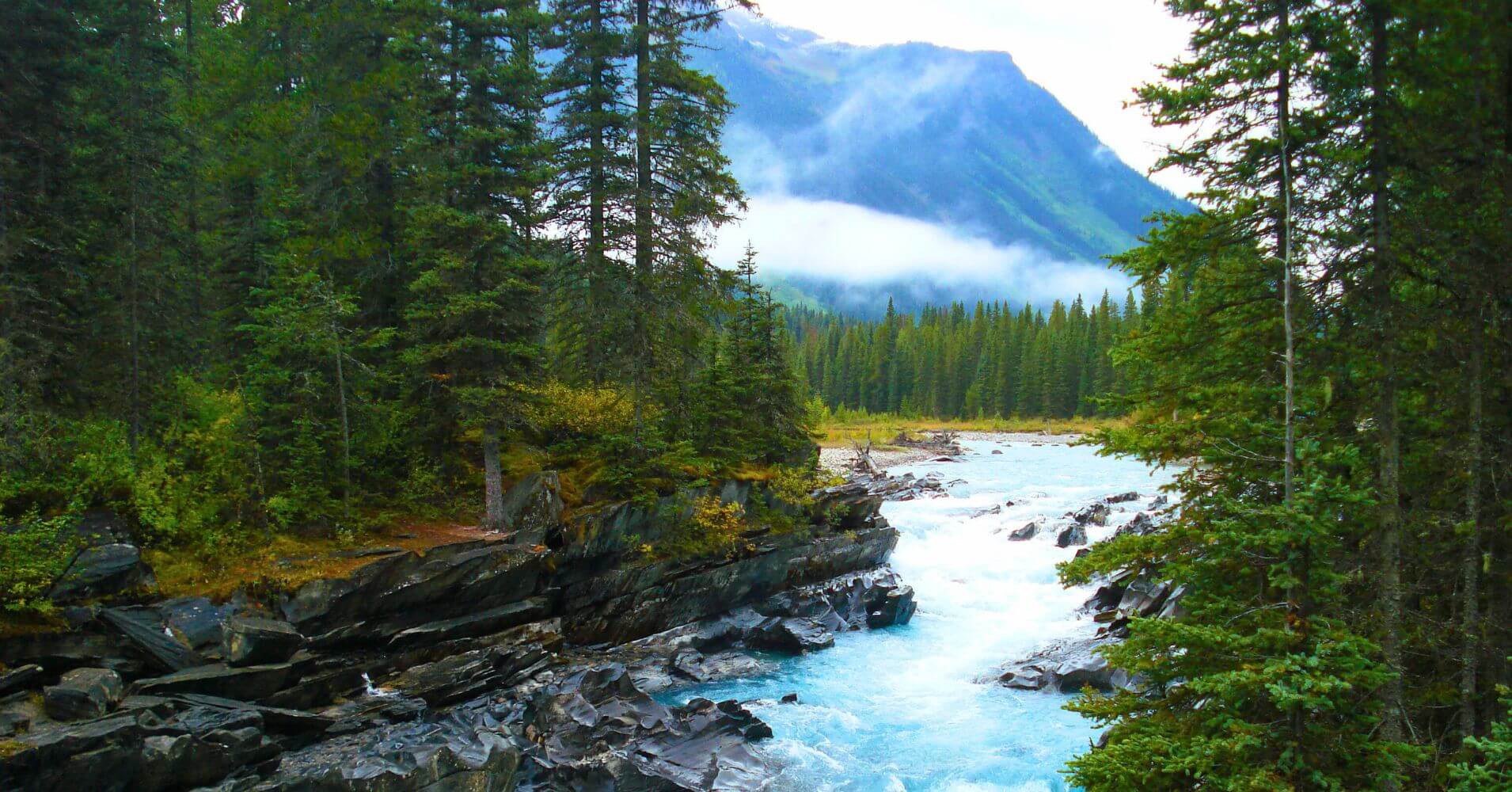 Ríos en Continental Divide. Parque Nacional Kootenay, Columbia Británica. Canadá.