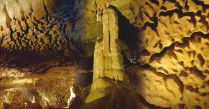 Techos de Grottes de Bétharram. Nueva Aquitania y Occitania. Pirineos Atlánticos y Altos Pirineos. Francia.