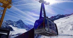 Teleférico du Aguille du Midí Mont Blanc. Chamonix. Alta Saboya. Auvernia-Ródano-Alpes. Francia.