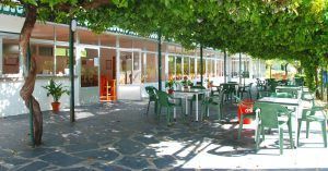 Terraza del Camping Jaranda. Jarandilla de La Vera. Cáceres. Extremadura.