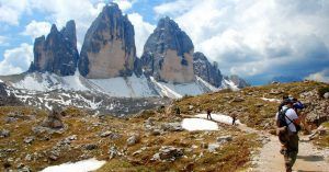 Vuelta a las Tres Cimas de Lavaredo. Alpes Dolomitas, Belluno. Véneto. Italia.